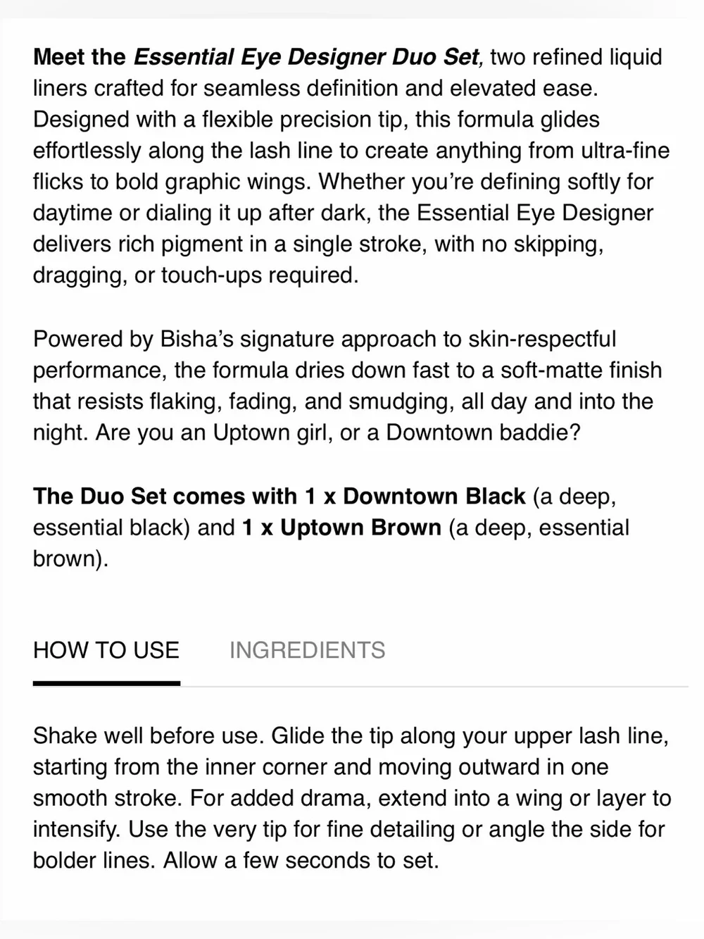Bisha / Essential Eye Designer Duo Set / Black & Brown